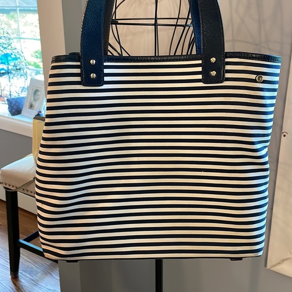 Vintage Kate Spade navy and white striped tote - Picture 4 of 14